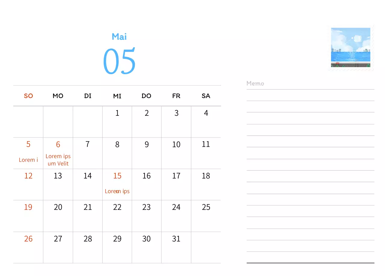 Stempelillustrationen mit einem warmen Konzept
