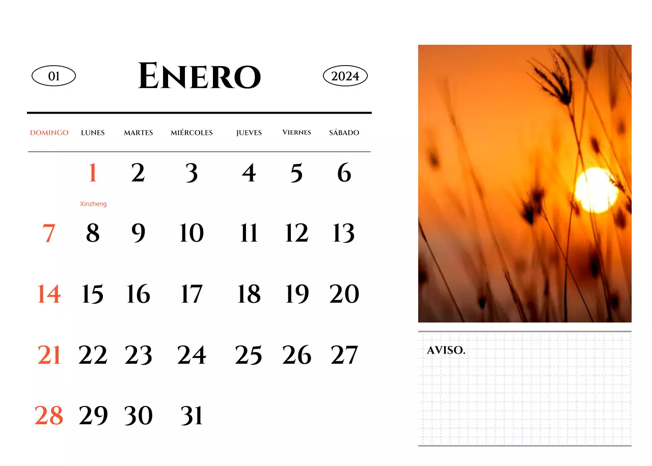 Un calendario de estilo sencillo con un emotivo concepto de fotografía de viajes