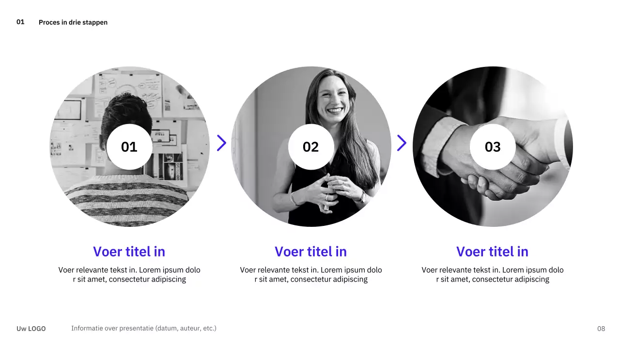 Eenvoudige, gevarieerde lay-outs in blauw voor planning