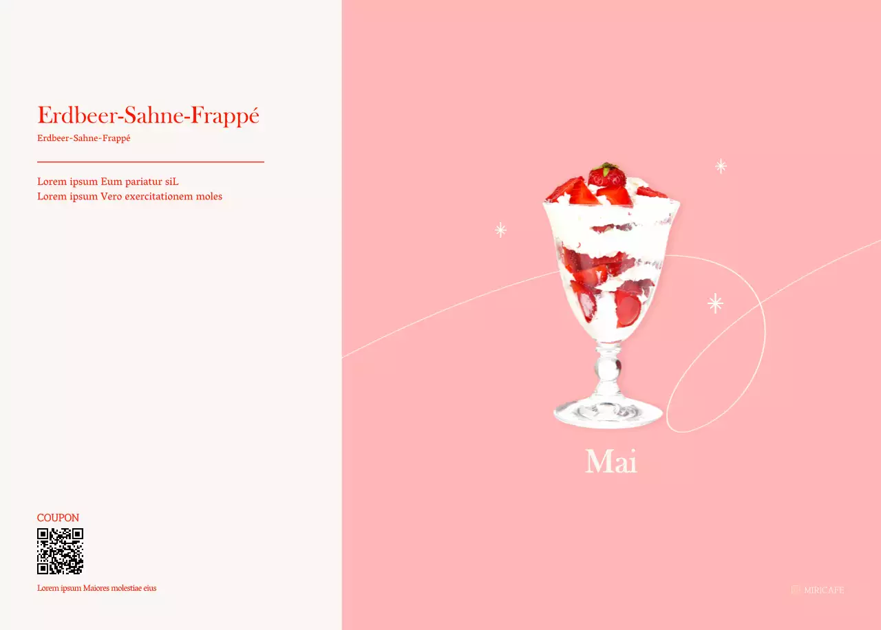 Cafe-Kalender mit Empfehlungen für das Getränk des Monats