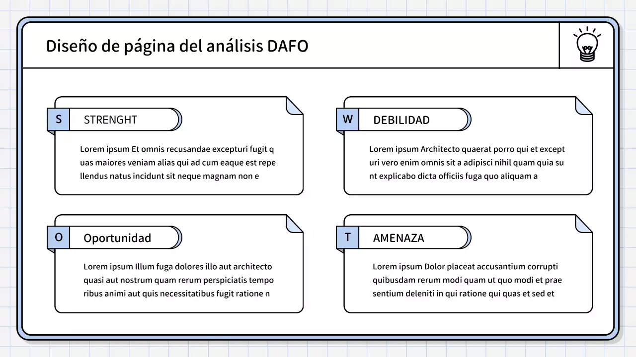 Un sencillo informe de síntesis de color azul claro