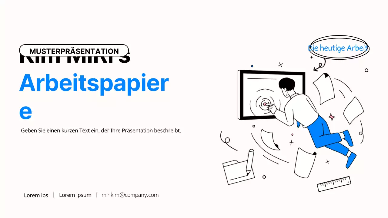 Einfache blaue und schwarze Büroarbeitspräsentation