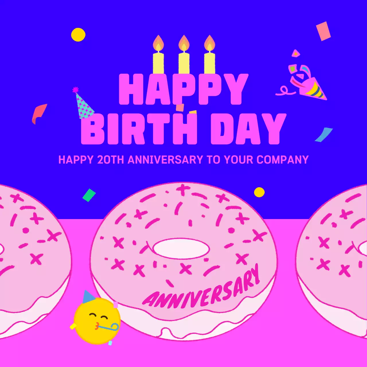 블루 레트로 생일 발표 소셜 미디어 게시물