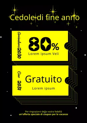 Annuncio geometrico di coupon per lo shopping natalizio in giallo e nero