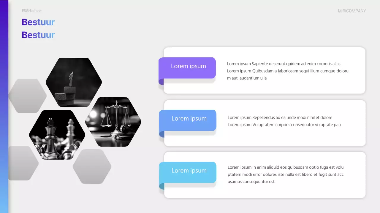 Een modern ESG-duurzaamheidsverslag in paars en lichtblauw