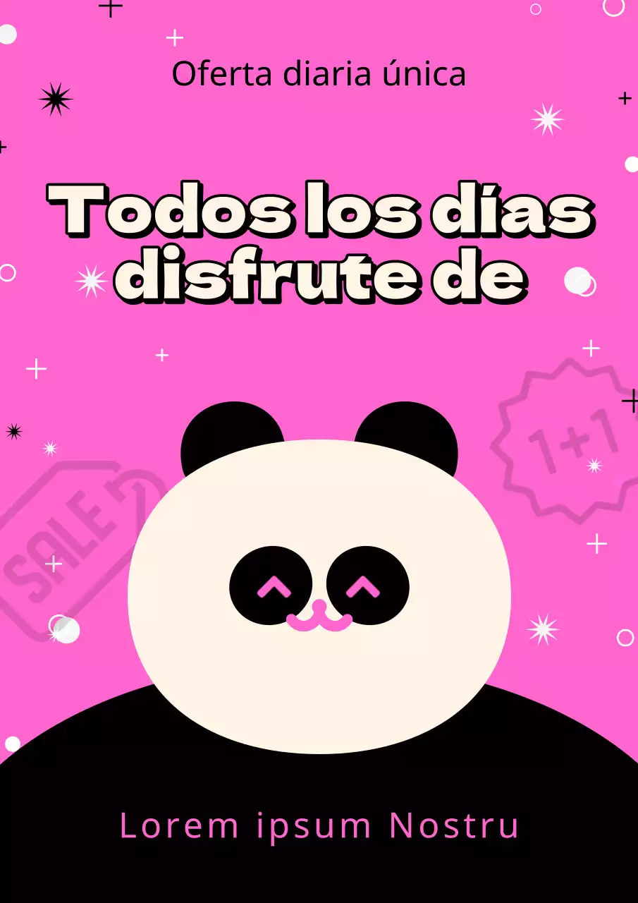 Anuncio sencillo de rebajas en un centro comercial en rosa y negro