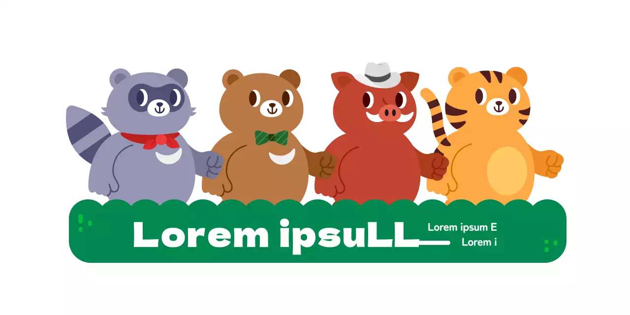 Estacas para eventos de grupos de defensa de los derechos de los animales con simpáticas ilustraciones de personajes animales