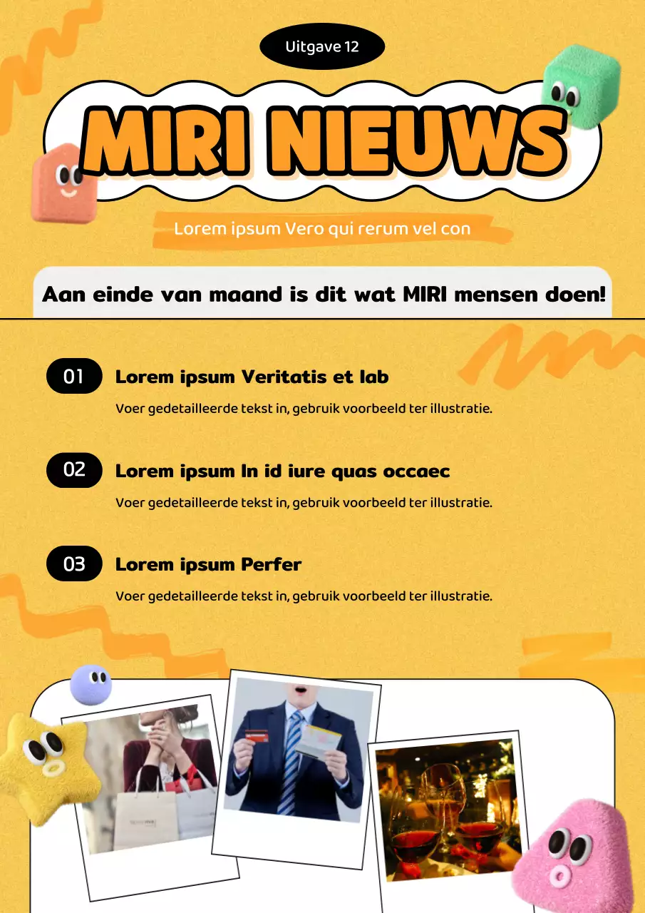 De geel-zwarte nieuwsbrief met bedrijfsnieuws