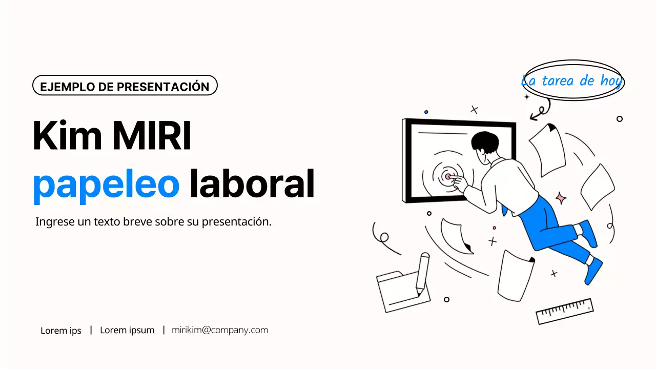 Sencilla presentación de trabajo de oficina en azul y negro