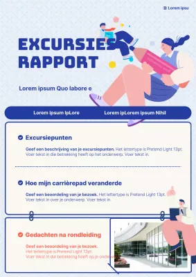 Een eenvoudig excursieverslag in blauw en lichtblauw