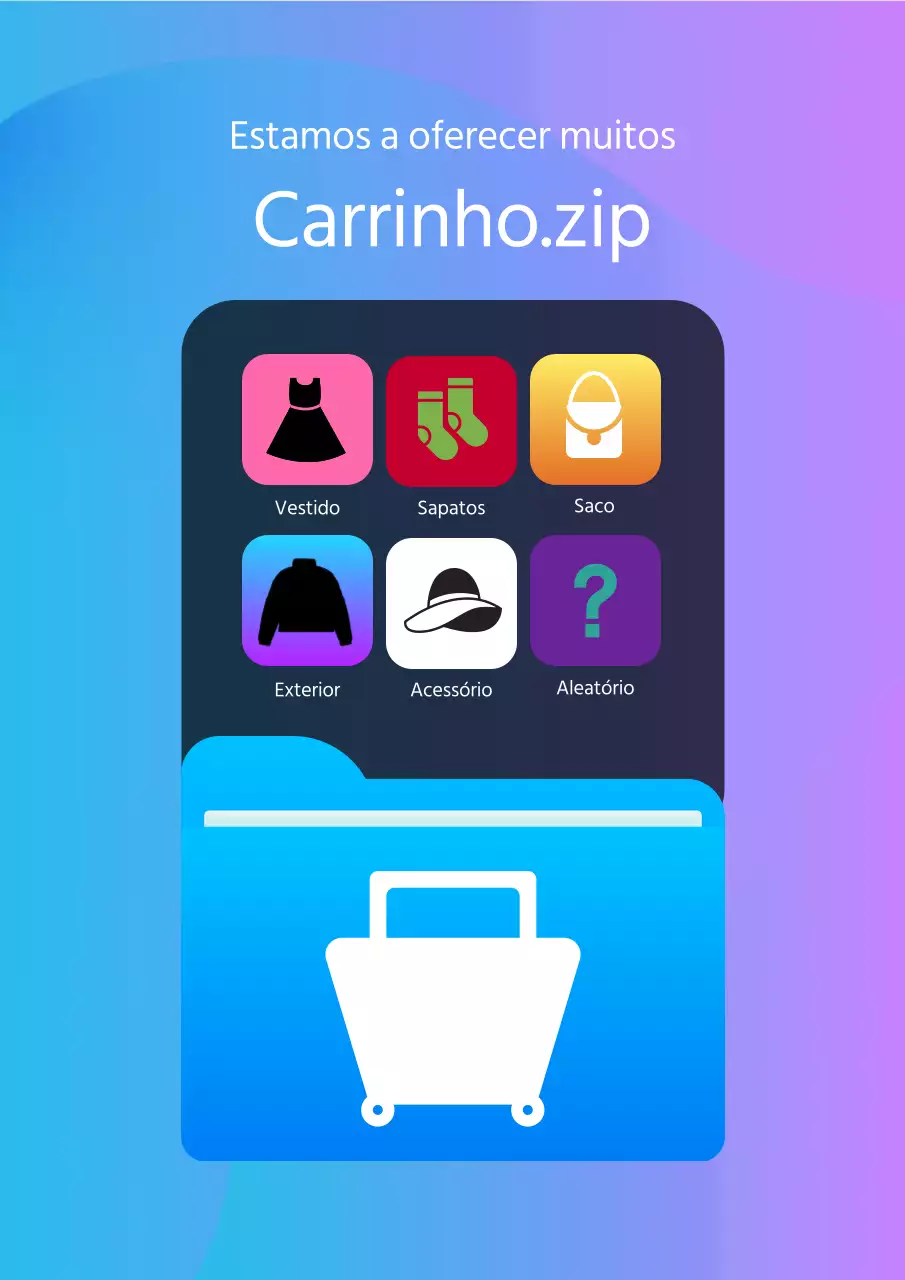 Promover um sorteio de carrinho de compras moderno em azul e roxo