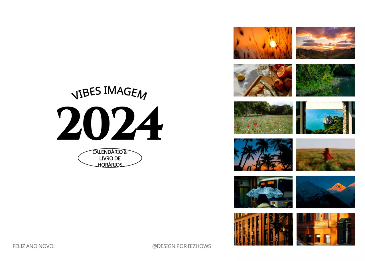 Um calendário de estilo simples com um conceito emocional de fotografia de viagem