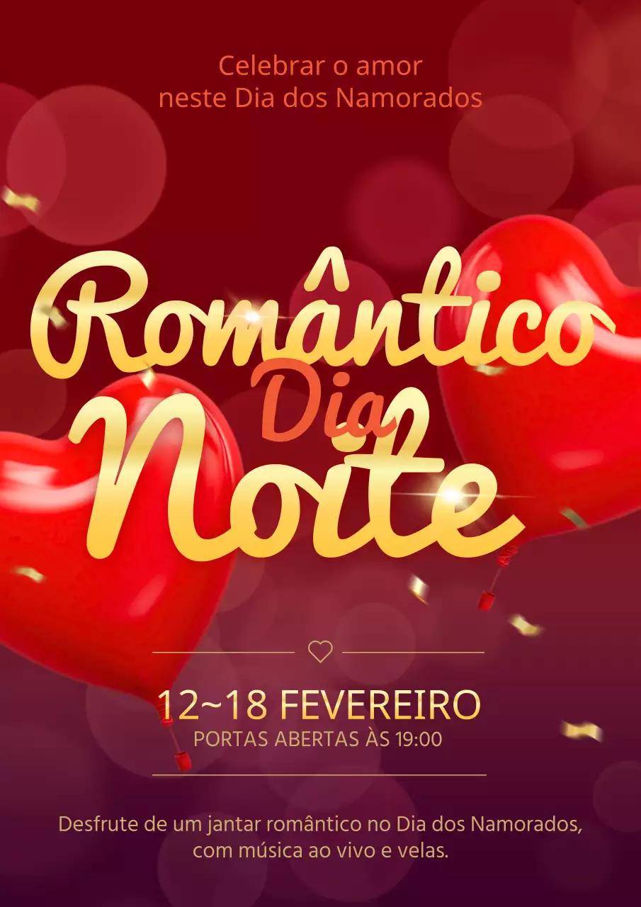 Promover um restaurante vermelho e de luxo para o Dia dos Namorados