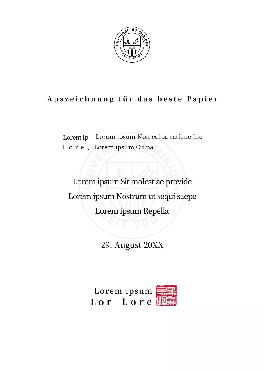 Einfaches Konzept für den Preis für die beste Arbeit an der Universität mit einem Formular für den Schulpreis