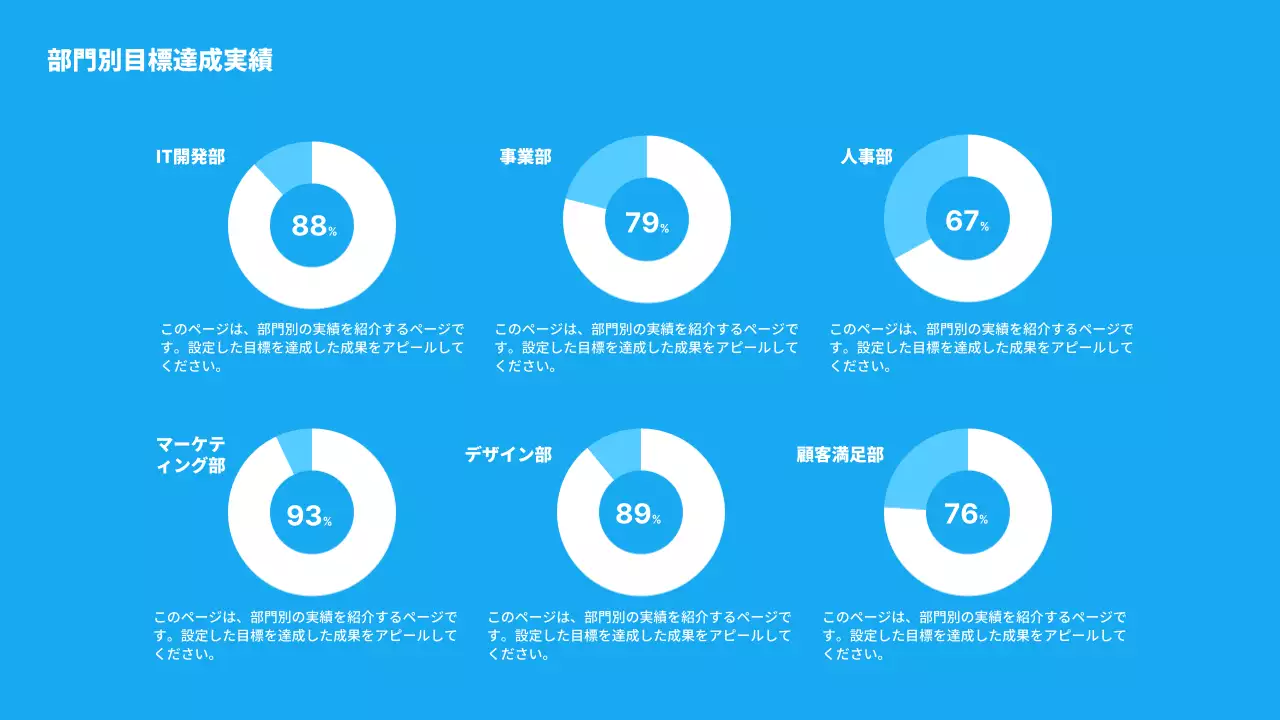 水色と白のシンプルな業績報告書紹介書
