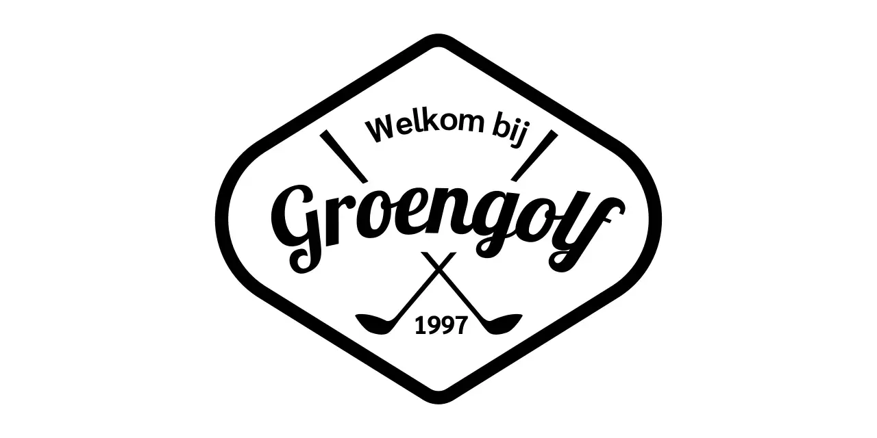 Eenvoudige concept golfclub met golflogo en handschrift