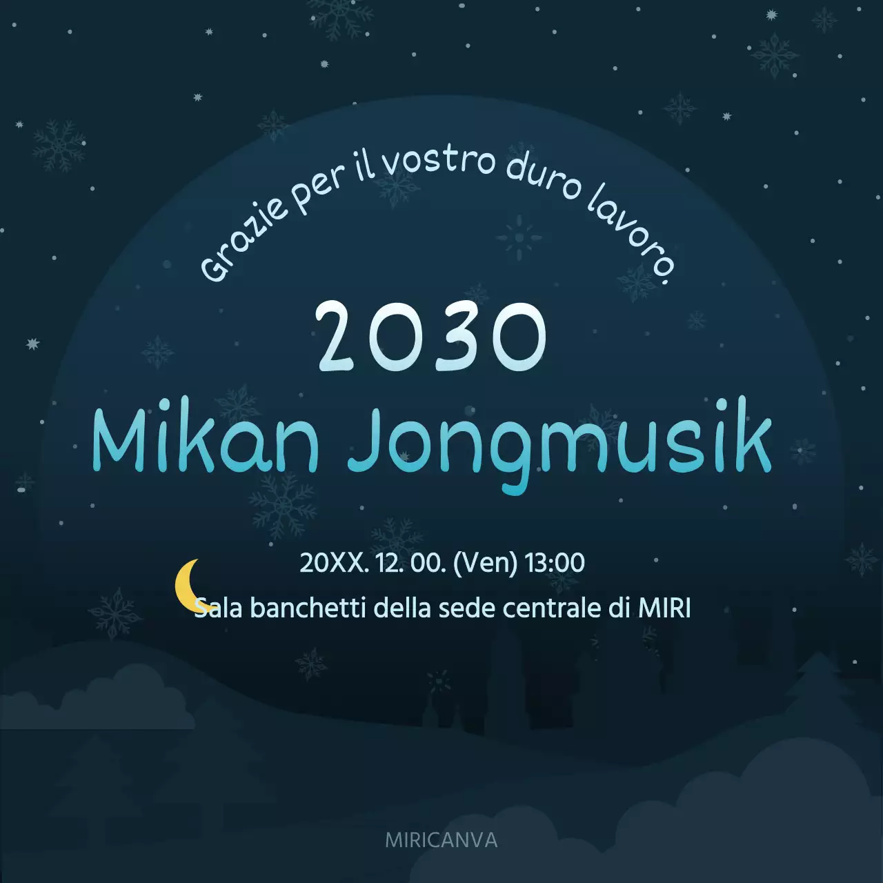 Un lussuoso annuncio di fine anno aziendale in blu navy e giallo