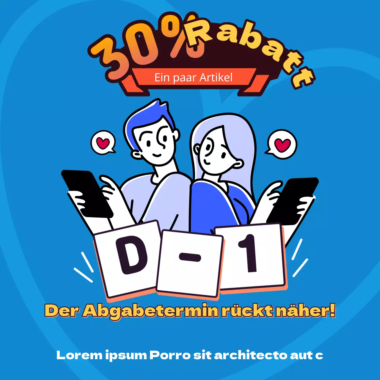 Bewerben Sie die bevorstehende Schließung mit einem einfachen Farbschema in Blau und Gelb