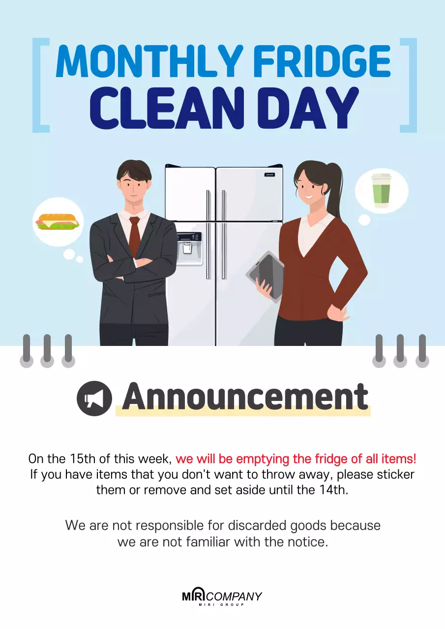 Blue Modern Fridge Announcement