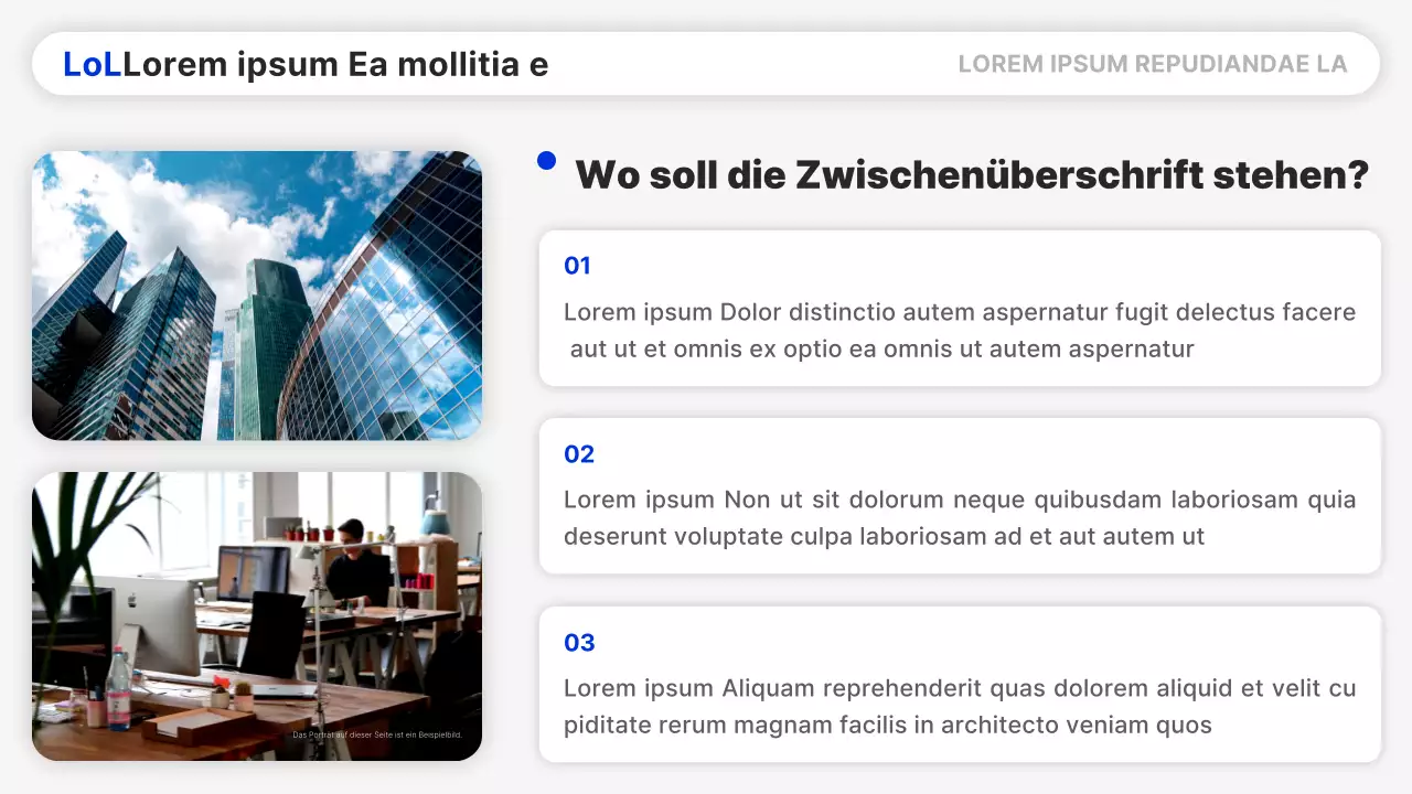 Ein einfacher Bericht in blauem und schwarzem Layout