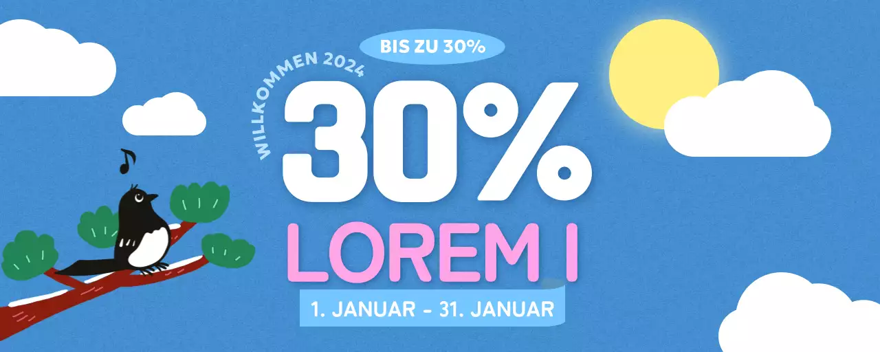 Blue New Year's Illustration Verkaufsankündigung