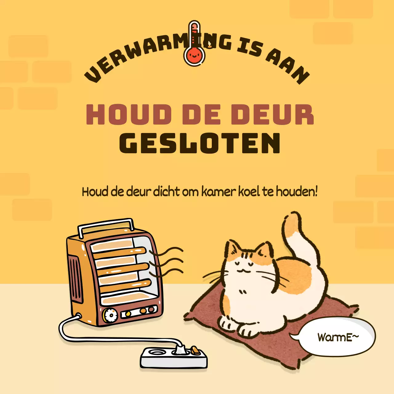 Gele en bruine aankondiging op de kamer