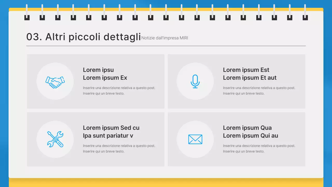 Semplice newsletter aziendale mensile in blu e giallo