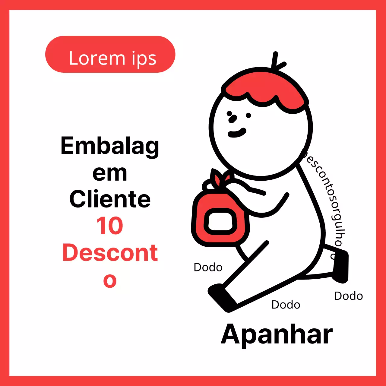 Embalagem simples em vermelho e brancoAnunciar um evento de desconto para clientes