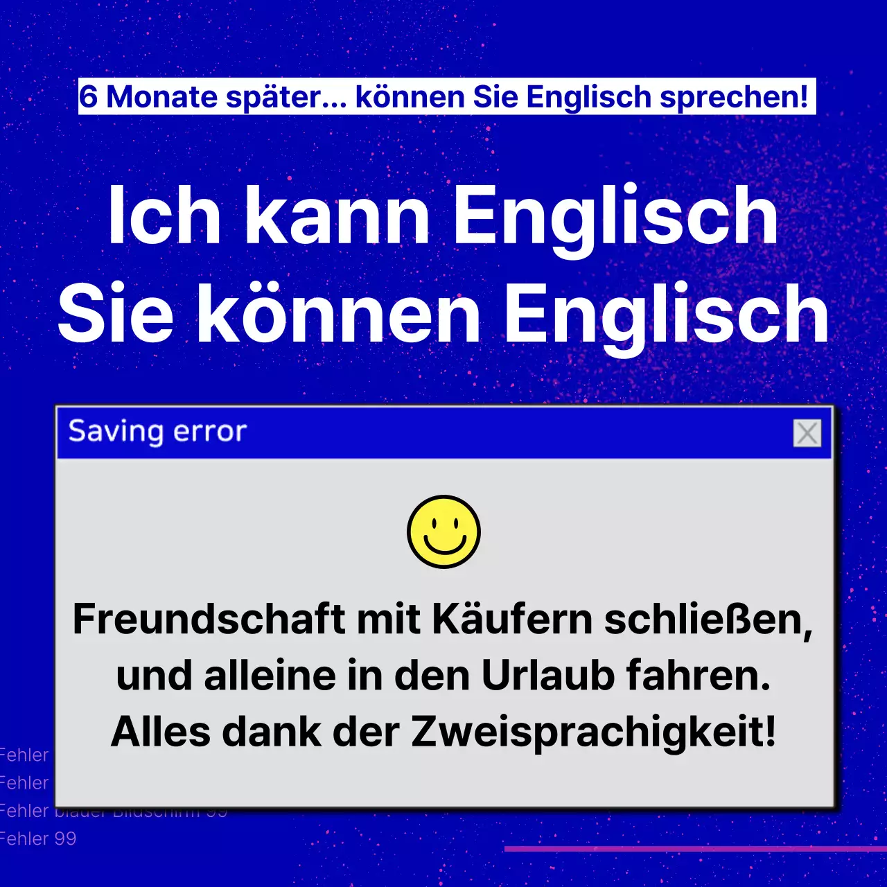 Werben Sie für Ihre Sprachschule mit einem trendigen, marineblauen Hintergrund