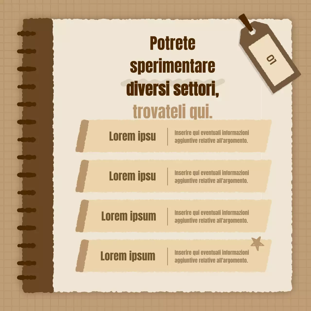 Un semplice annuncio di lavoro su una piattaforma di esperienza professionale in marrone e beige