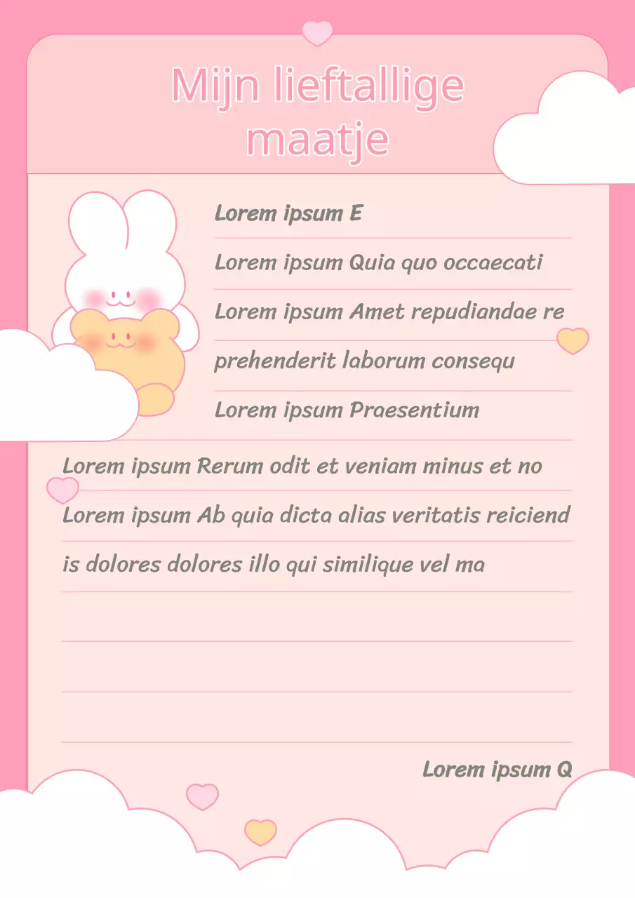 Schattig geïllustreerd briefpapier in roze