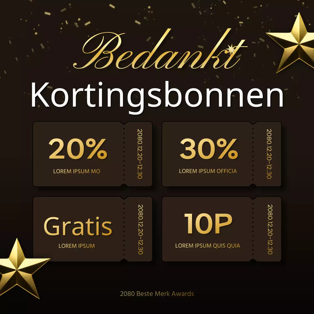 Maak reclame voor een luxueus eindejaarsevenement voor merkprijzen in bruin en goud