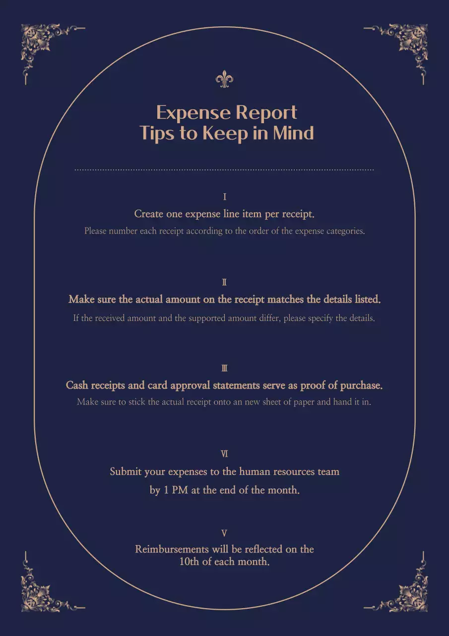 Navy Elegant Expense Report Guide