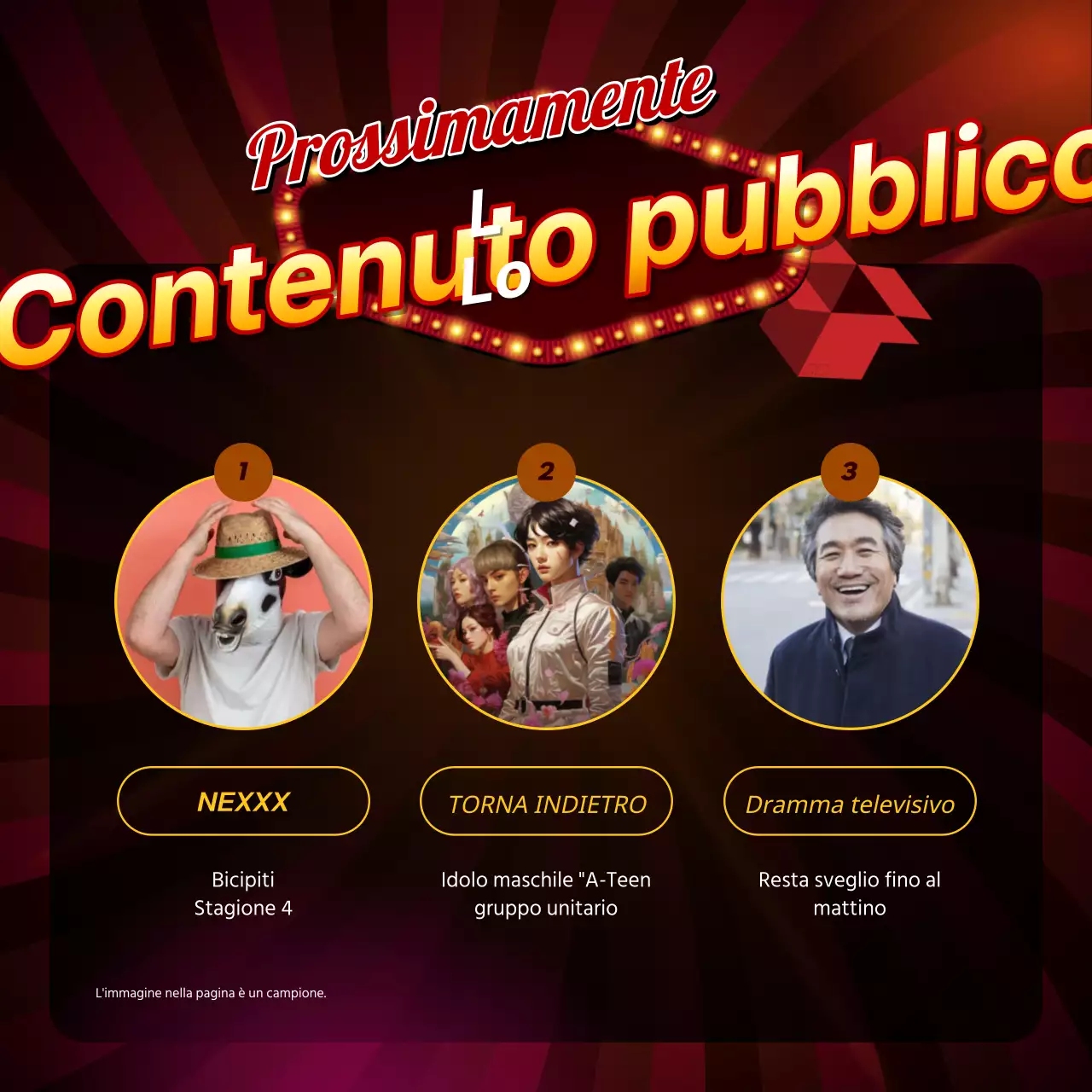 Un post introduttivo di contenuto retro rosso e giallo