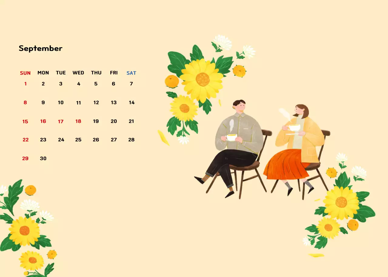 New Year's calendar with a warm, illustrated feel