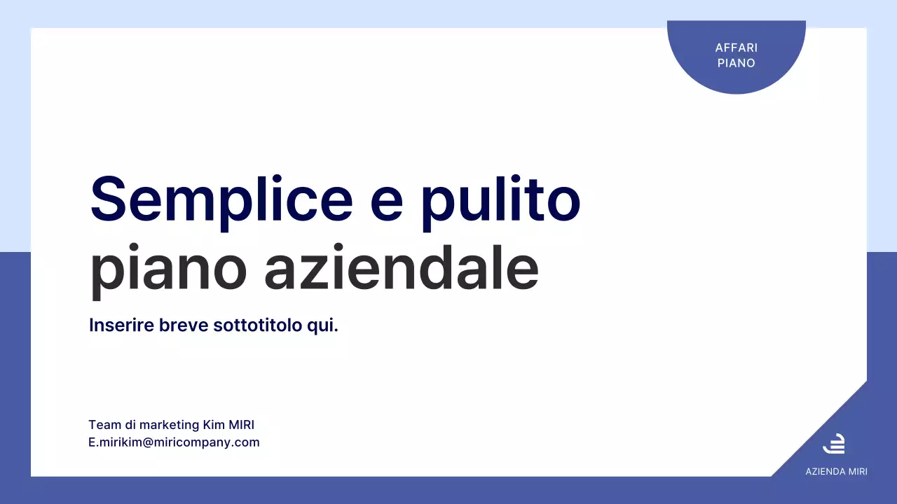 Un semplice business plan in blu