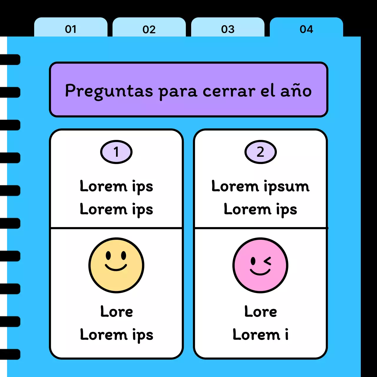 Un post kitsch de preguntas y respuestas en azul celeste y Año Nuevo