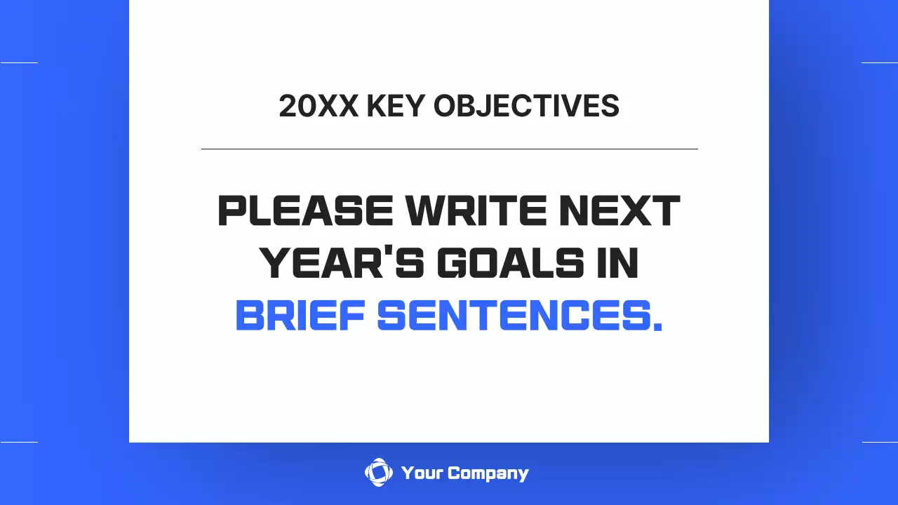 A simple year-end performance report in blue