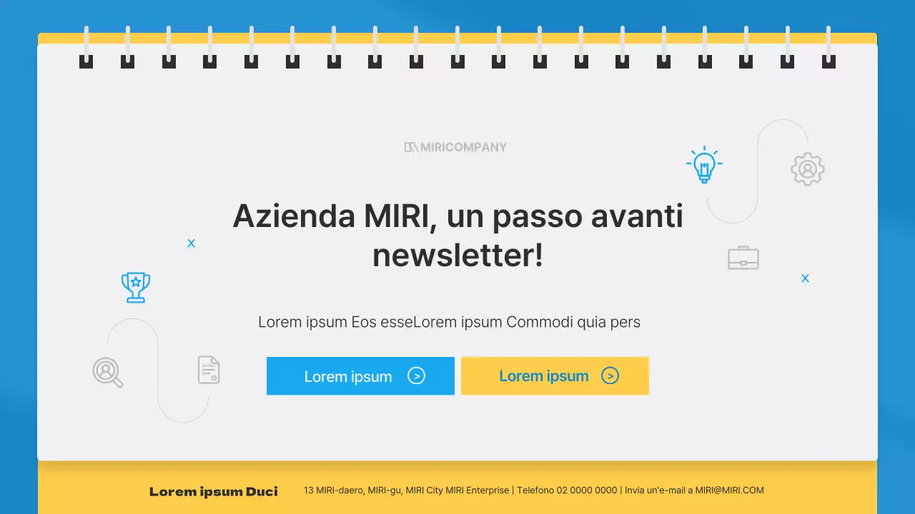 Semplice newsletter aziendale mensile in blu e giallo
