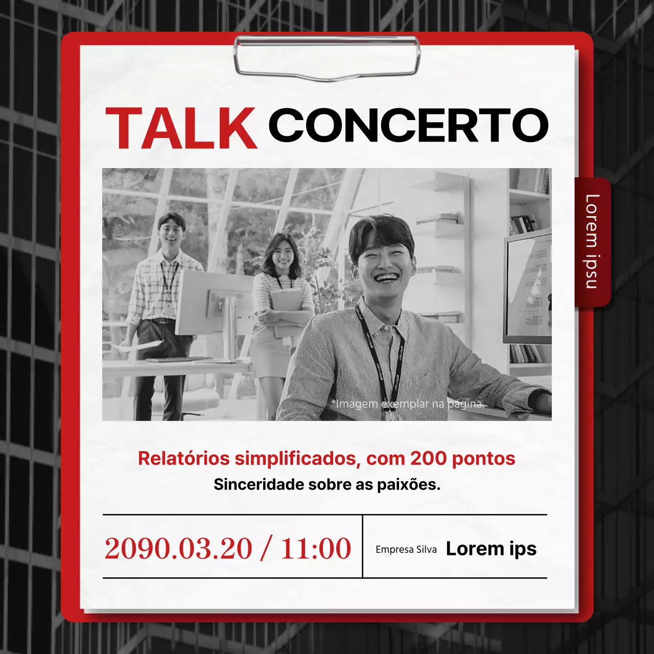 Promover um simples concerto de conversa vermelha e azul