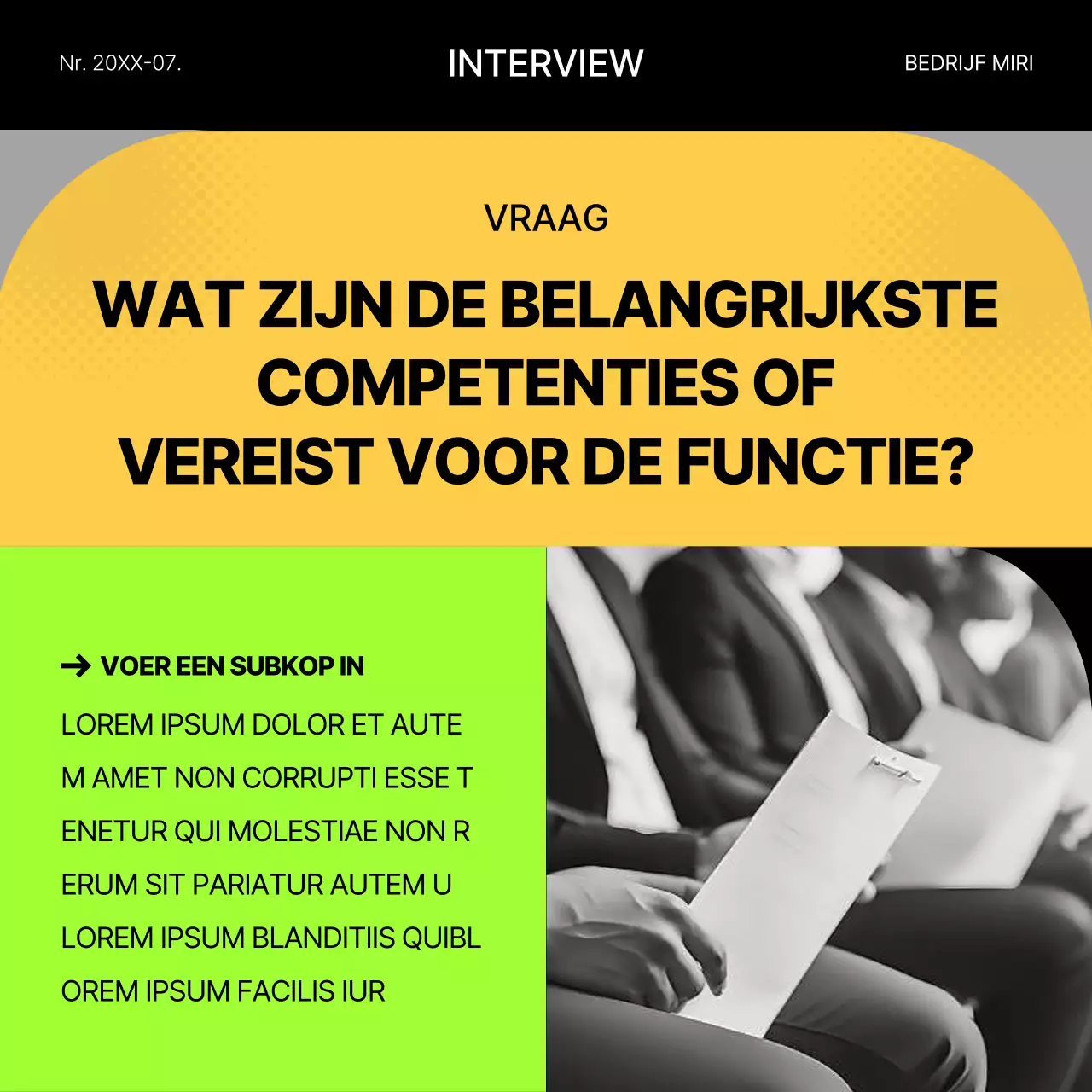 Fluorescerende en gele geometrische sollicitatiepost