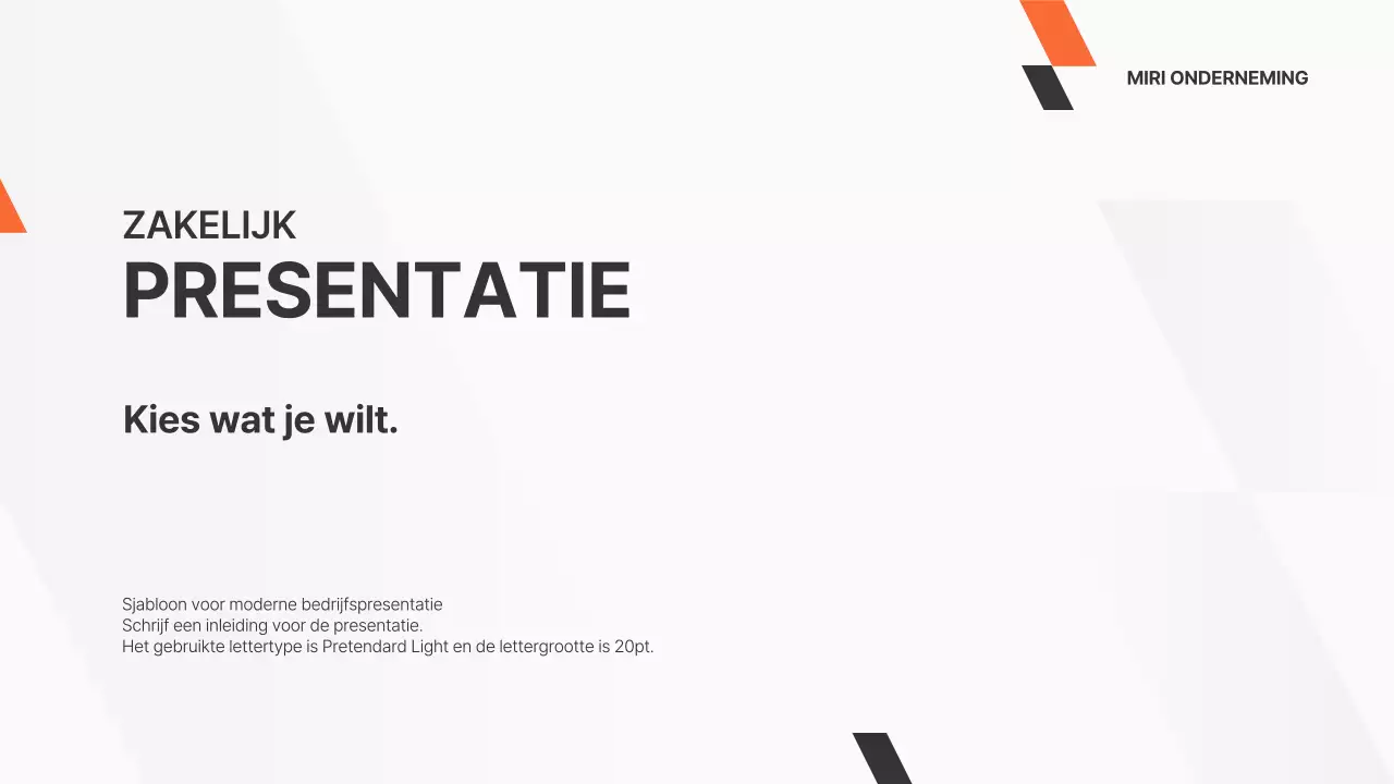 Een eenvoudig zakelijk voorstel in oranje en zwart-wit