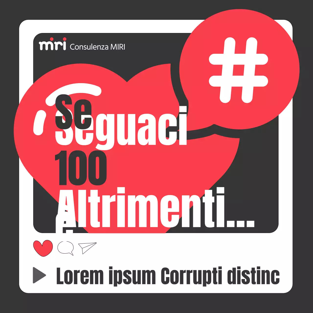 Pubblicità pop-art di consulenza sui social media in rosso e nero