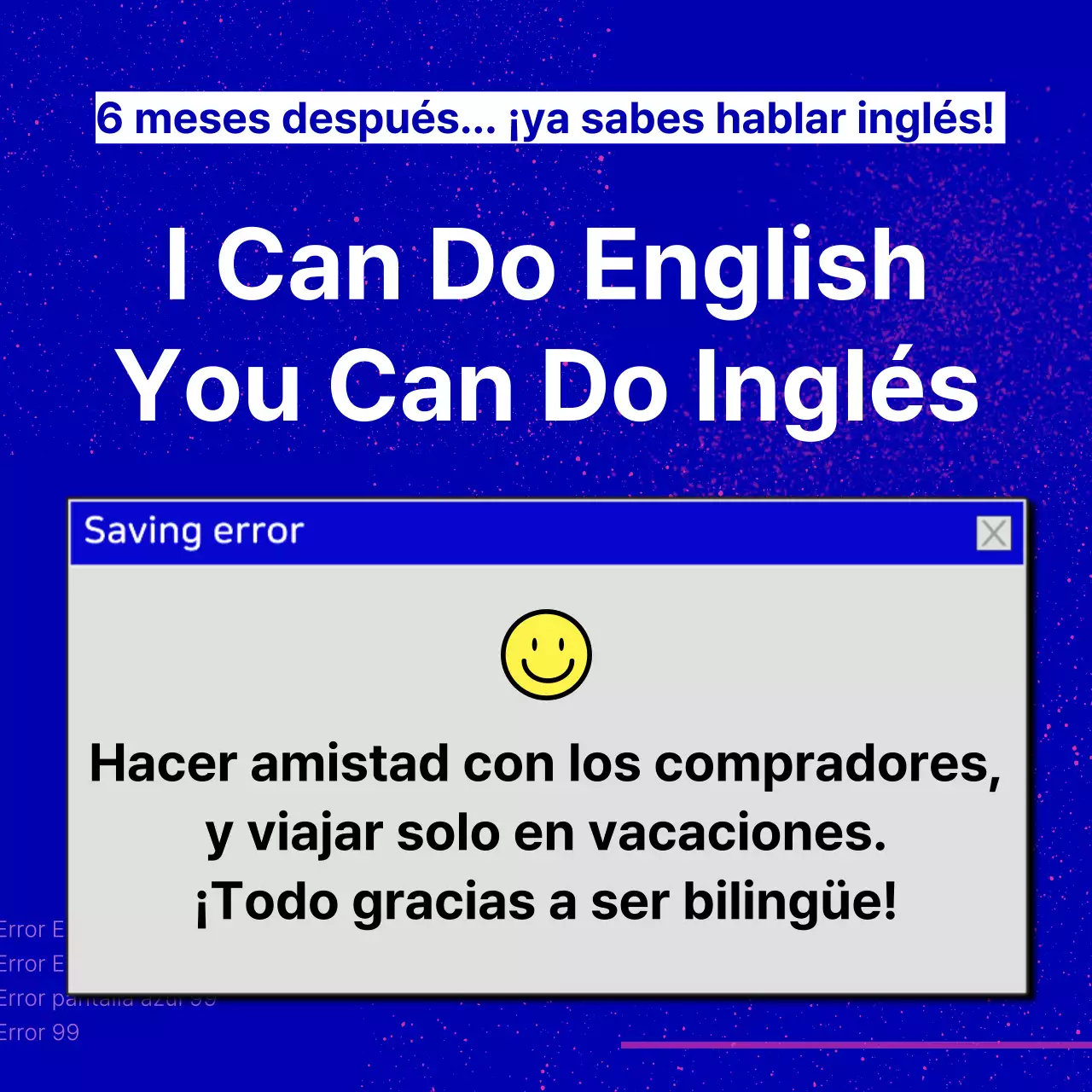Promocione su escuela de idiomas con un moderno fondo azul marino
