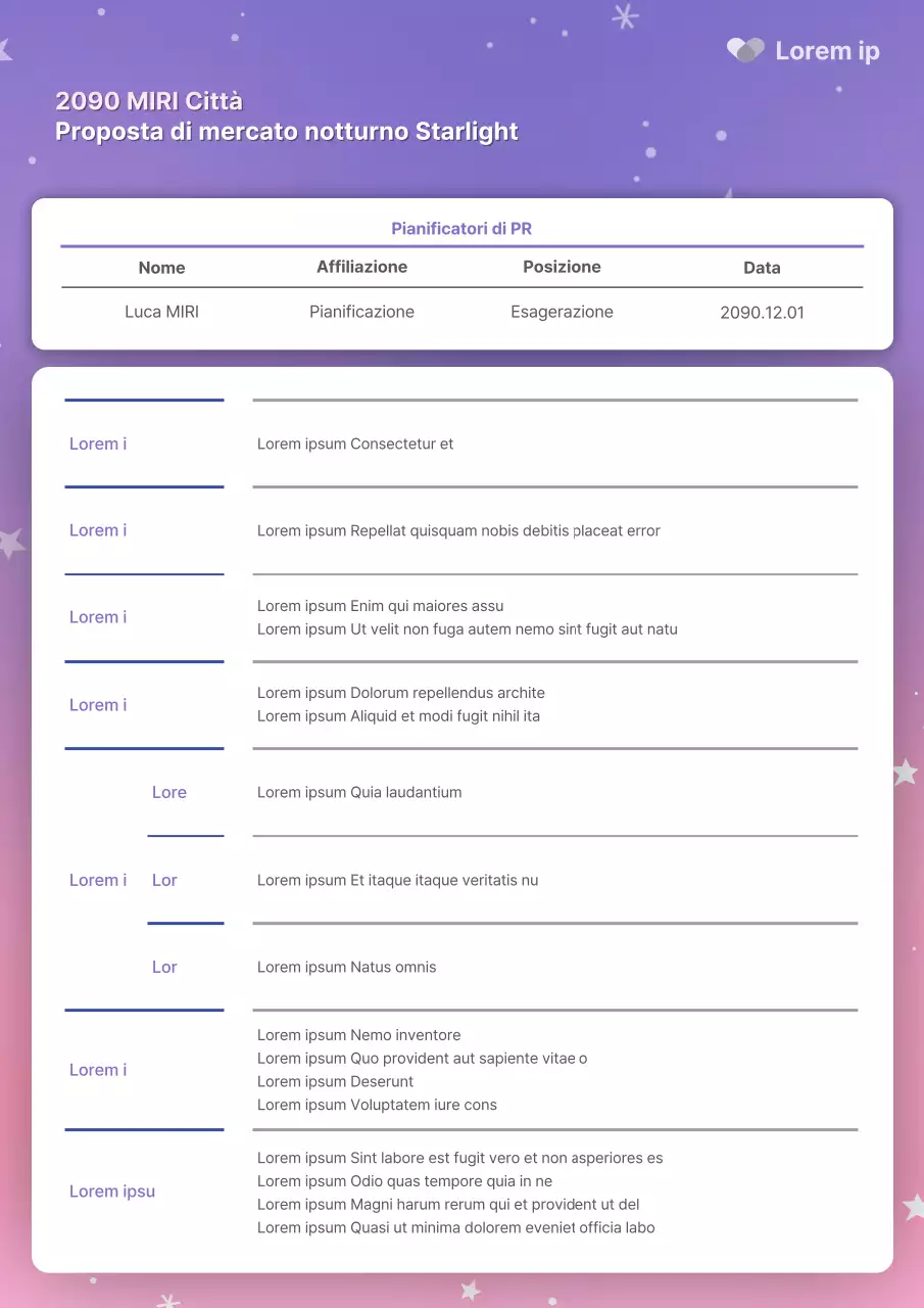 Una bella organizzatrice di eventi in rosa e malva