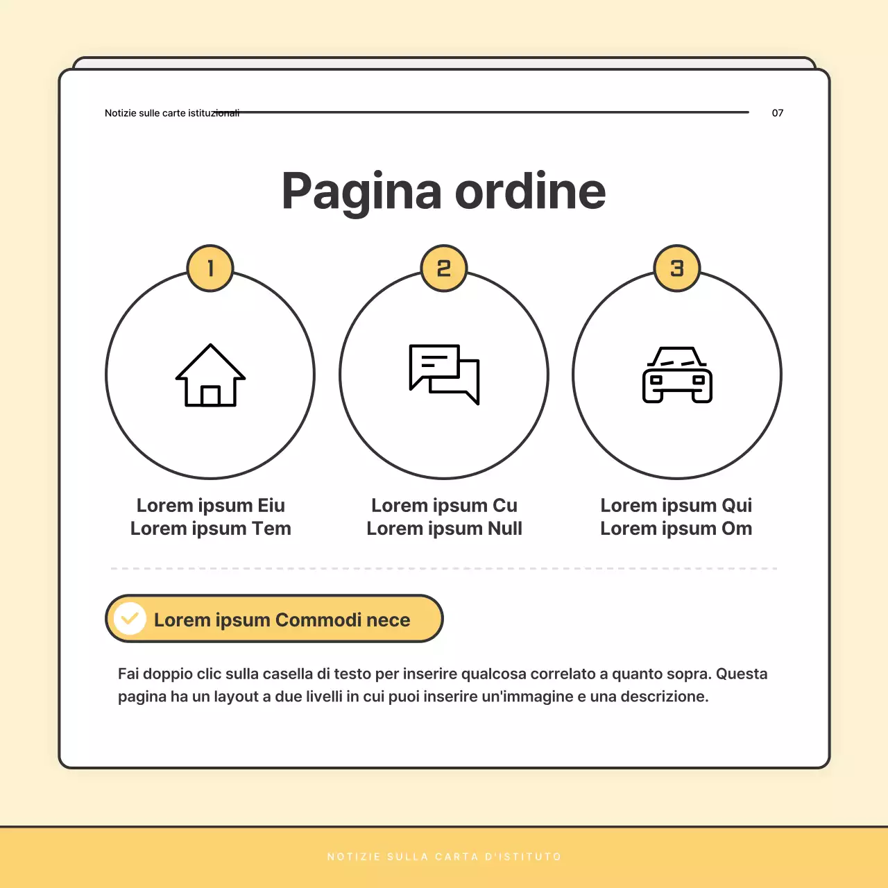 Un bollettino di base giallo e bianco dell'ufficio di assistenza sociale
