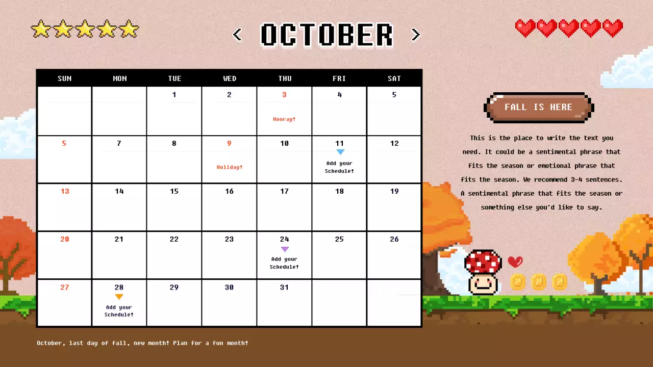 빨강과 하늘색의 레트로한 새해 1년 달력