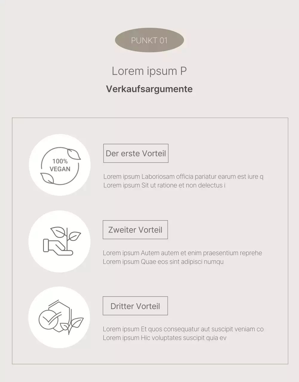 Werbung für ein einfaches Produkt in Beige und Braun