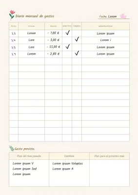 Una sencilla agenda de gastos en marfil y beige