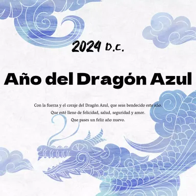 Tradicional tarjeta de felicitación de Año Nuevo en blanco y azul claro